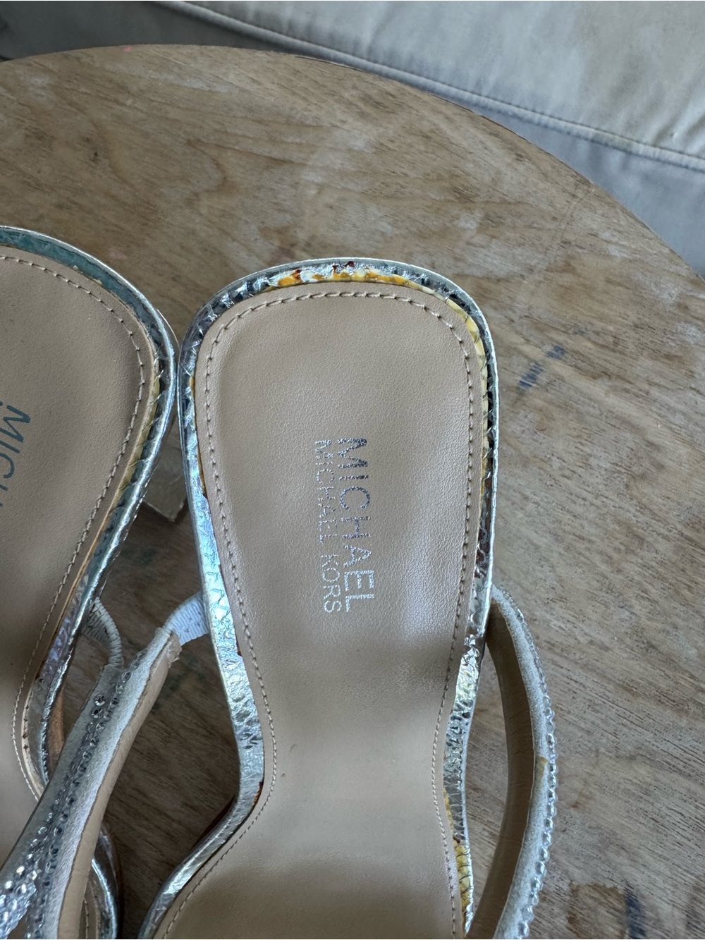 MICHAEL KORS Clara Embellished Silver Metallic Snake Embossed Sandal US 7 - Picture 5 of 6